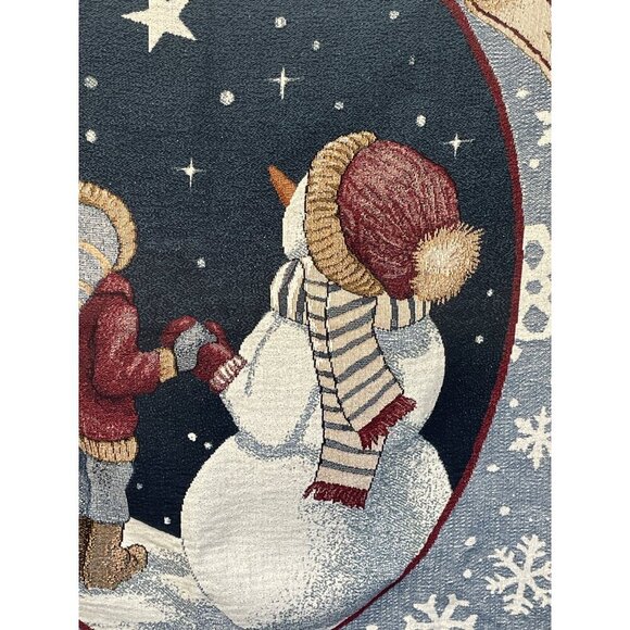 Make A Wish Winter Snowman & Child Woven Tapestry Throw Blanket 42" x 50" - Picture 3 of 3